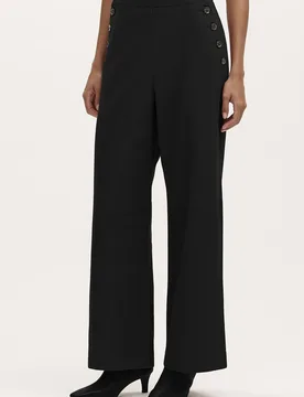 Women's Nellie Petite Twill Wide Leg Trouser in Black Size: 16 - Black - Size: 16 - Finery London - FashionsVida