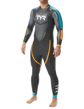 Hurricane Cat-2 Long Sleeve Neoprene Wetsuit Black / Blue / Orange S Men - TYR - FashionsVida
