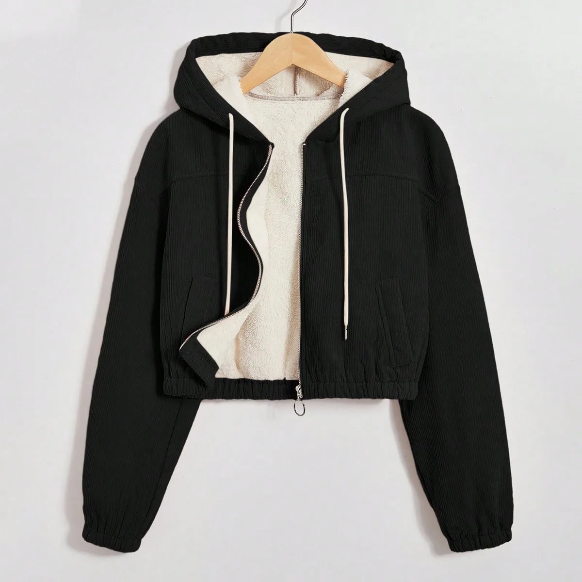 Chaqueta con capucha forrada térmica XS - Shein - FashionsVida