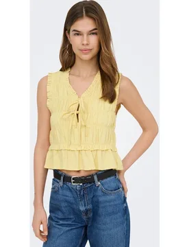 Top sin mangas de mujer con cuello pico y volante - Only - FashionsVida