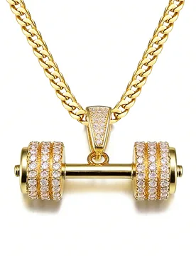 VANAXIN Iced Out Barbell Dumbbell Pendant Men's Hip Hop Fitness Bodybuilding Necklace Women's Gym Casual Sports Jewelry - Aliexpress - FashionsVida