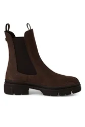 Women's Tamaris Leather Classic High Pull-On Chelsea Ankle Boots in Brown Size: 6 - Brown - Size: 6