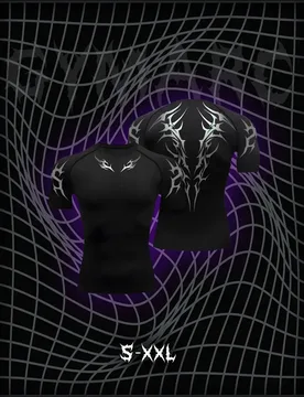 Men's Gothic Print Compression Tight Fit Short Sleeve Sports Shirt Workout Tops Gym Compression Breathable High Stretch - Aliexpress - FashionsVida
