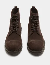 Suede Toe Cap Boots Dark Brown male