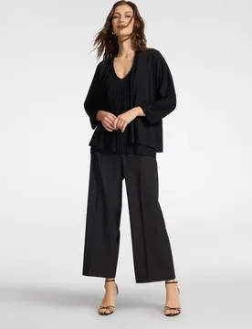 Pantalones de mujer palazzo cierre con botón y cremallera elástico interno con logos - Elena Miró - FashionsVida