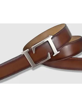 Cinturón Hombre Piel Tintada a Mano con Hebilla Logo - Leyva - FashionsVida