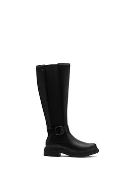 Leather Chelsea Knee High Boots Black female - Clarks - FashionsVida