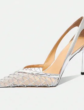 Sandalias de tacón alto con diseño tejido único y punta puntiaguda de moda para mujeres, nuevas llegadas del verano 2025, atuendos de boda CN38 - Shein - FashionsVida