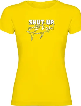 Shut Up And Fish Short Sleeve T-shirt Yellow M Women - Kruskis - FashionsVida
