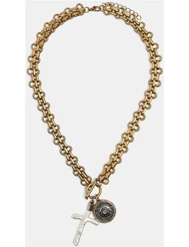 Collar corto de eslabones con cruz decorativa - Parfois - FashionsVida