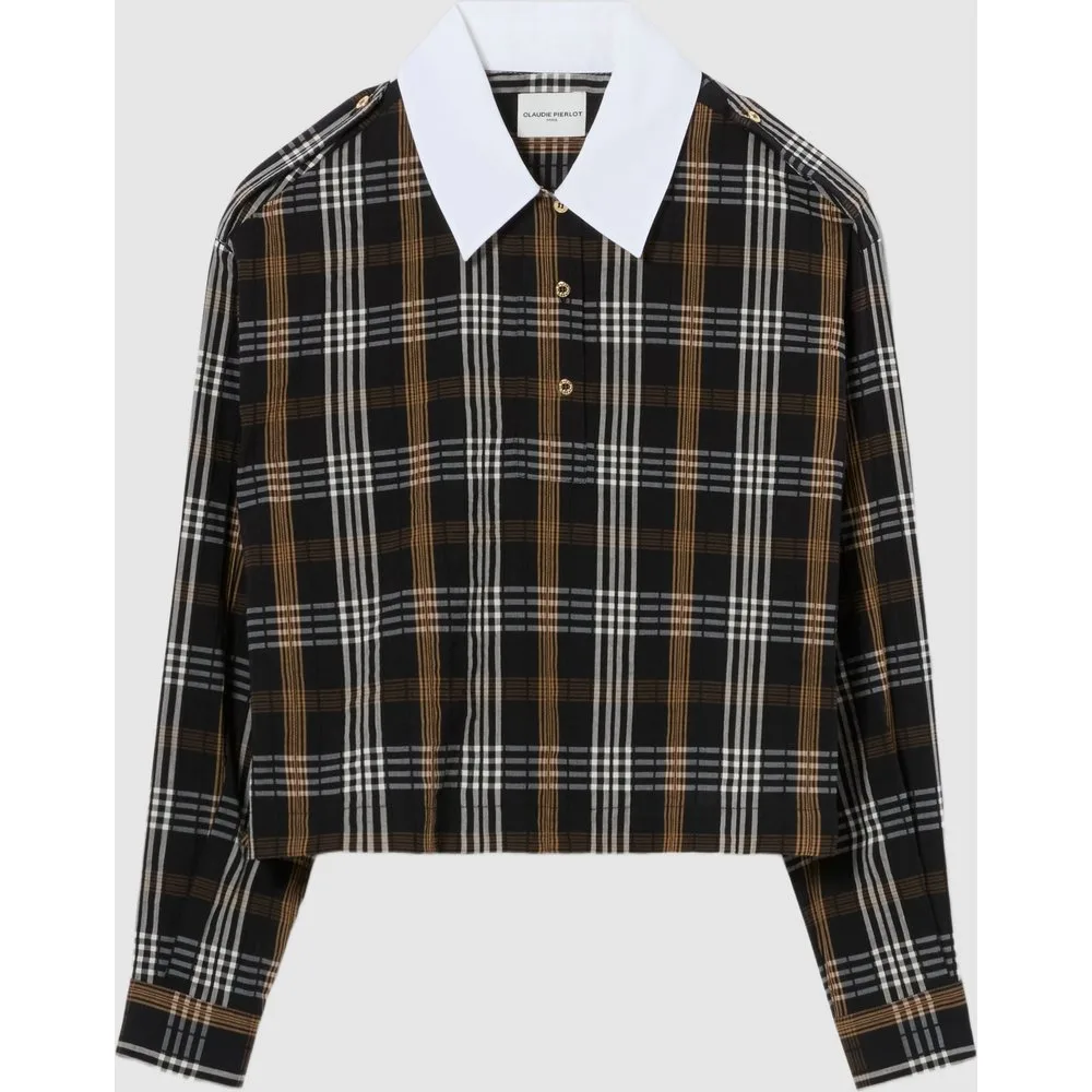 Blusa de mujer de cuadros y manga larga - CLAUDIE PIERLOT - FashionsVida