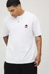 Herren Oversized T-Shirt Mit Besticktem Blütenmuster White Größe XL