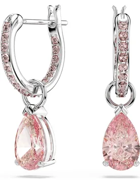 Orecchini pendenti Attract, Taglio Pear, Rosa, Placcato rodio OS - Swarovski - FashionsVida