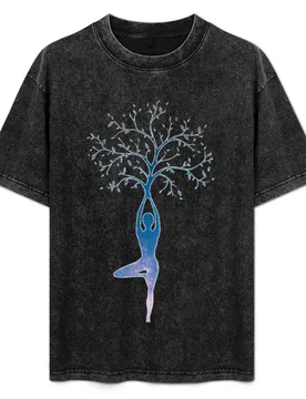 Yoga Woman Tree Roots (Second Pose) - Yoga Tree Pose T-Shirt Festival Casual Short Sleeve - Aliexpress - FashionsVida
