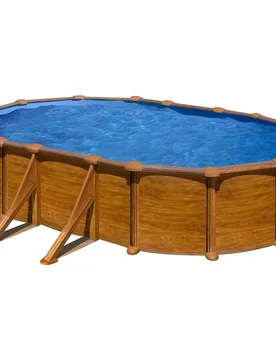 Piscina acero ovalada imitación madera 500 x 300 x 132 cm - GRE - FashionsVida