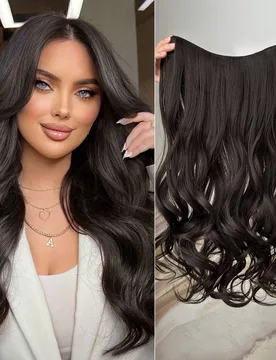 Extensiones de cabello con clip en forma de V de 24 pulgadas con degradado, peluca de fibra sintética ondulada natural, Halloween - Shein - FashionsVida