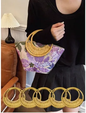 Accesorios de bolso de ratán, bolso de ratán, bolso redondo hecho a mano, asa de bolso de ratán, accesorios de asa de bolso, bolso de ratán vintag - Shein - FashionsVida