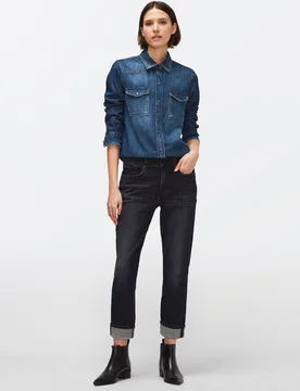 Vaquero boyfriend de mujer relaxed skinny de tiro medio - 7 For All Mankind - FashionsVida