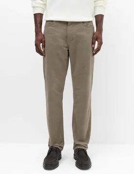 Straight Fit Italian Moleskin 5 Pocket Trousers Clay male - M&S - FashionsVida