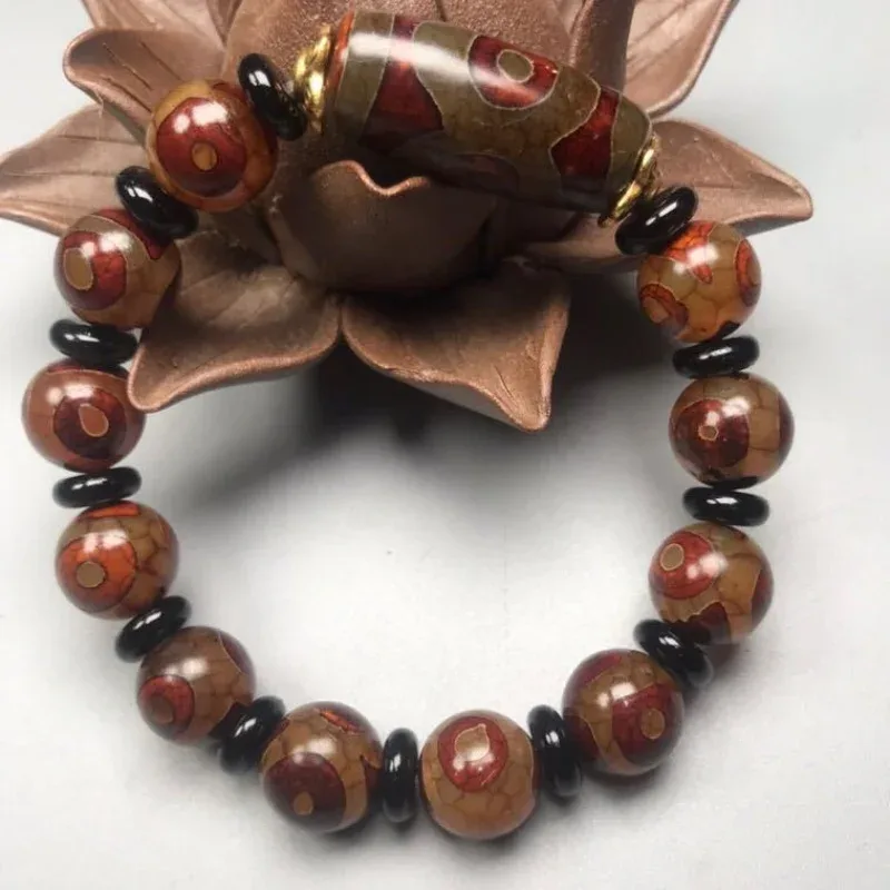 Men's and women's Tibetan-style Buddha bead - , three-eyed patterned Dzi agate bracelet source - Aliexpress - FashionsVida