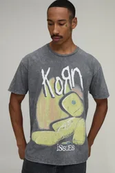 Herren Übergroßes Gewaschenes Korn Lizenz-Print Oberteil Washed Charcoal Größe Small