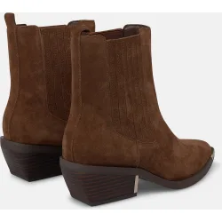 Botines chelsea de mujer en ante con tacón de bloque
