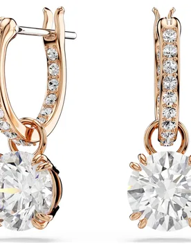 Orecchini pendenti Stilla, Taglio Round, Bianchi, Finitura oro rosa 18K OS - Swarovski - FashionsVida