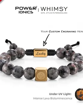 POWER IONICS 8mm 10mm Natural Flame Fire Stone Beads Adjustable Bracelet - 18K Gold Plated Unisex Jewelry Custom Engrave Gift - Aliexpress - FashionsVida