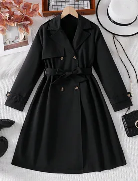 Abrigo negro con cremallera de manga larga para niña preadolescente estilo otoño Halloween ropa escolar para niñas 13Y - Shein - FashionsVida
