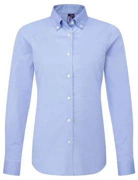 Womens/ladies Supreme Oxford Long-Sleeved Formal Shirt (Oxford Blue) - Size 3xl - Premier - FashionsVida
