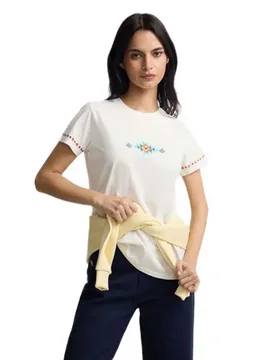 Maglietta A Maniche Corte 20001175 Embroidery Ruffled White XL - Silbon - FashionsVida