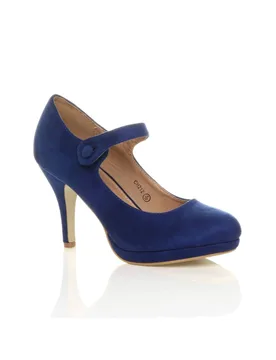 Women's High Heel Mary Jane Court Shoes in Cobalt Size: 8 - Cobalt - Size: 8 - Ajvani - FashionsVida