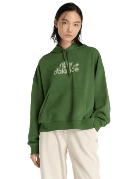 Flower Hoodie Donna - Felpe con cappuccio Verde - Taglia L - Jersey di cotone L - New Balance - FashionsVida