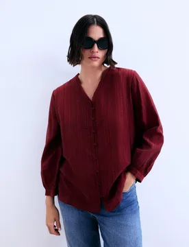 Blusa manga larga rayas sisa cuadrada de mujer - Couchel - FashionsVida
