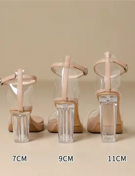 Women's Nude Platform Heels – Transparent Block Heel Ankle Strap Open Toe Sandals for Party Wear - Aliexpress - FashionsVida