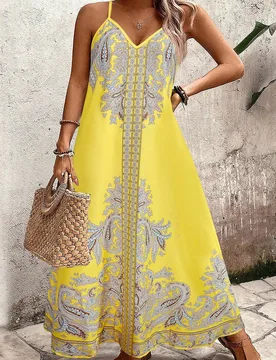 Vestido de tirantes holgado con estampado floral para mujer de talla grande, ropa casual de vacaciones 0XL - Shein - FashionsVida