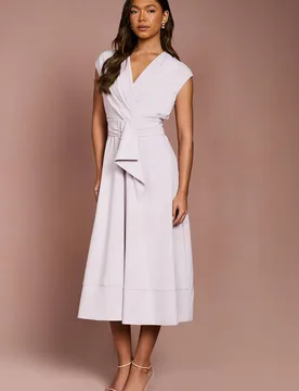 Women's Belted Crepe Dress in Lilac Size: 14 - Lilac - Size: 14 - Coast - FashionsVida