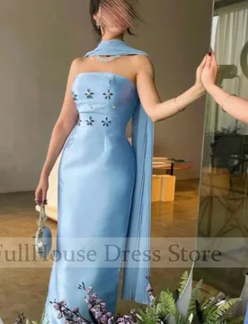 Bespoke Occasion Boat Collar Satin Ankle Length Sheath Evening Gown Backless Beaded Prom Bridal Dress with Shawl Vestidos de - Aliexpress - FashionsVida