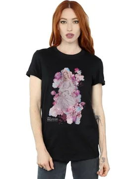 Women's Maleficent Mistress Of Evil Aurora Rose Bush Cotton Boyfriend T-Shirt in Black Size: 3XL - Black - Size: 3XL - Disney - FashionsVida