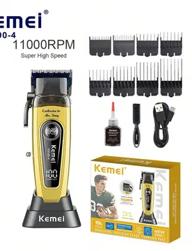 Cortapelos eléctrico profesional KM-90-4, 10 W de potencia, puerto USB-C y base de carga, cortapelos para hombre (modelo 90-4), regalo para hombre. C - Shein - FashionsVida
