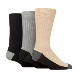 Pack Mens Casual Boot Socks For All Seasons - Black Cotton - Size Uk 6-11