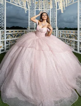 Pink Shiny Ball Gown Quinceanera Dresses 2026 Sweetheart Beads Crystal Bow Tull Sweet 16 Corset Vestidos De 15 Años Masquerade - Aliexpress - FashionsVida