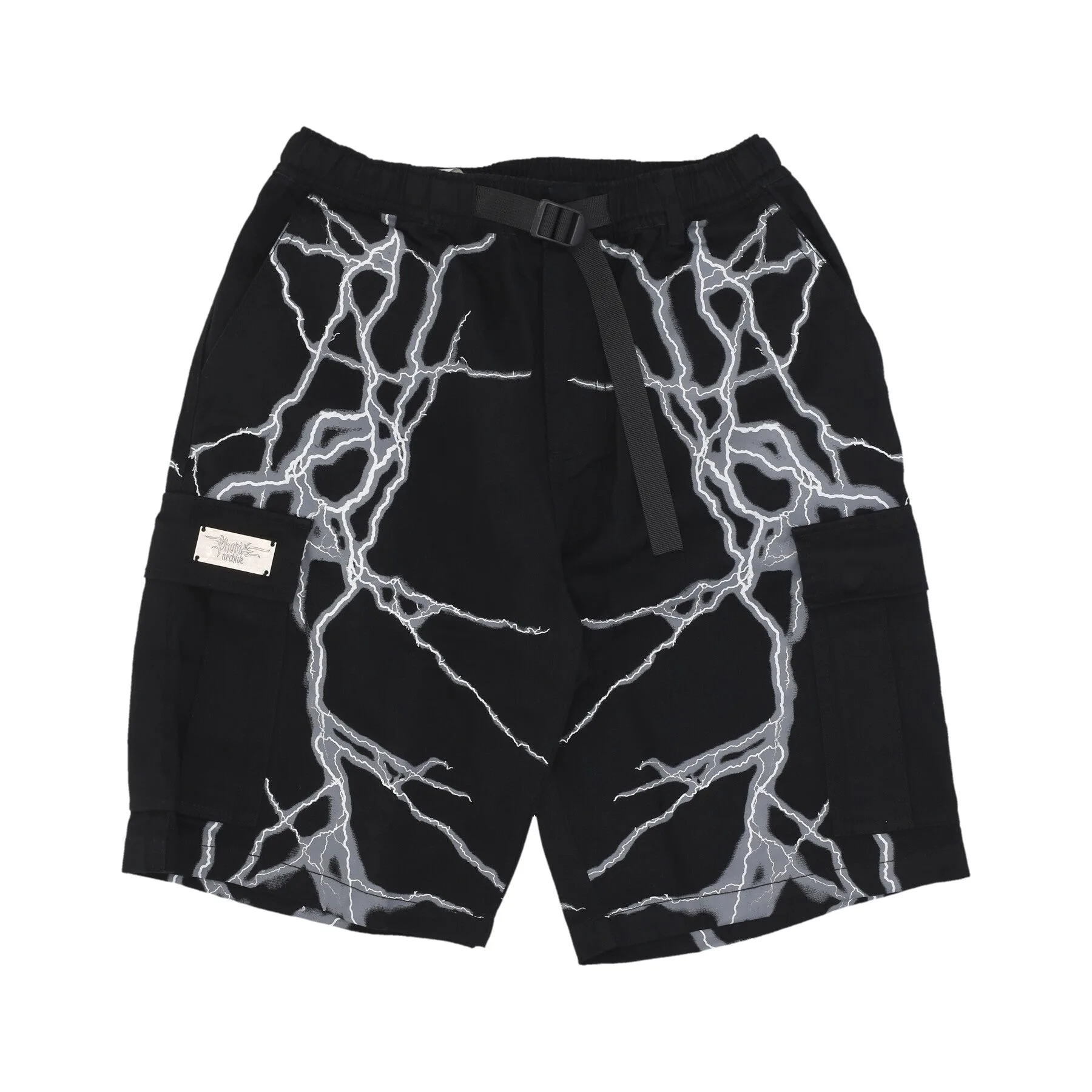 Pantalone Corto Uomo Lateral Lightning Cargo Shorts Black/white - PHOBIA - FashionsVida