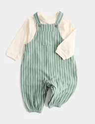 Piece Pure Cotton Jersey Dungarees Outfit (0-3 Yrs) Green Mix male
