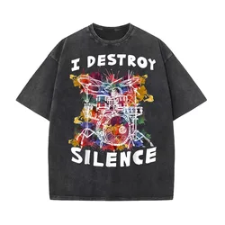 Drumset Drummer Drumsticks Drum Set Cotton Luxury Brand Men's T-shirts O-neck Tshirt Oversized Art Graphic Clothing Printed