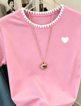 Camiseta casual de manga corta con ribete bordado para mujer de talla grande 1XL - Shein - FashionsVida