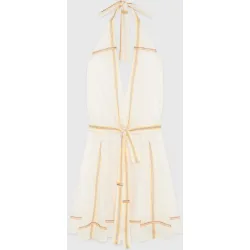 Vestido corto de algodón estampado de rayas y espalda descubierta