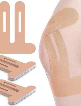 Piezas de cintas deportivas para músculos de la rodilla precortadas, disponibles en azul, beige, negro y rosa, adecuadas para atletas estudiantes, ci - Shein - FashionsVida