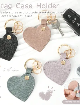 Funda protectora de cuero PU con forma de corazón para AirTag con llavero, protección completa, portátil, a prueba de golpes, resistente a arañazo - Shein - FashionsVida