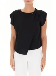 Blusa con drappeggio NERO XS